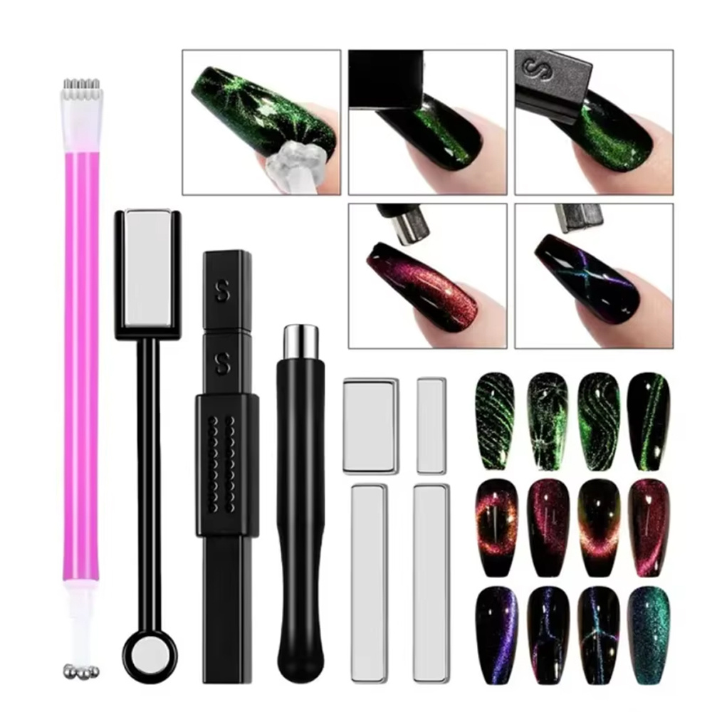 E-shop 8-teiliges Nagel Magnet Werkzeug Set, mit magnetischem Cat Eye Gel Nagellack, geeignet für Nagelkunst, für Heim-Salon oder Studio Nutzung