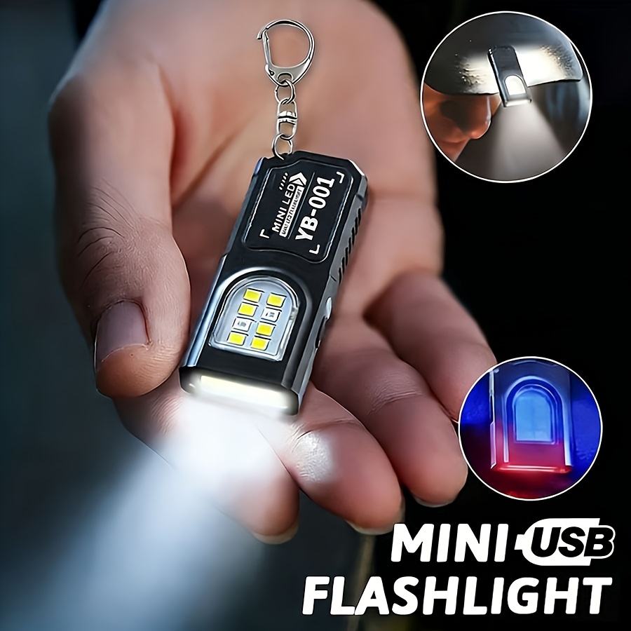 TEMU B Dobíjecí Mini Svítilna na Klíče, Kompaktní Noční Světlo Vhodné pro Noční Práci, Běh, Chůzi, Kempování, s Upozorněním na Nabíjení