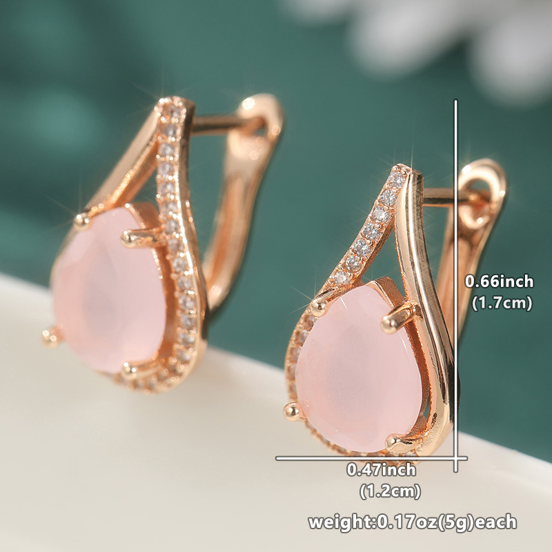 Classic Pink Teardrop-shaped Earrings, Elegant Daily Wear