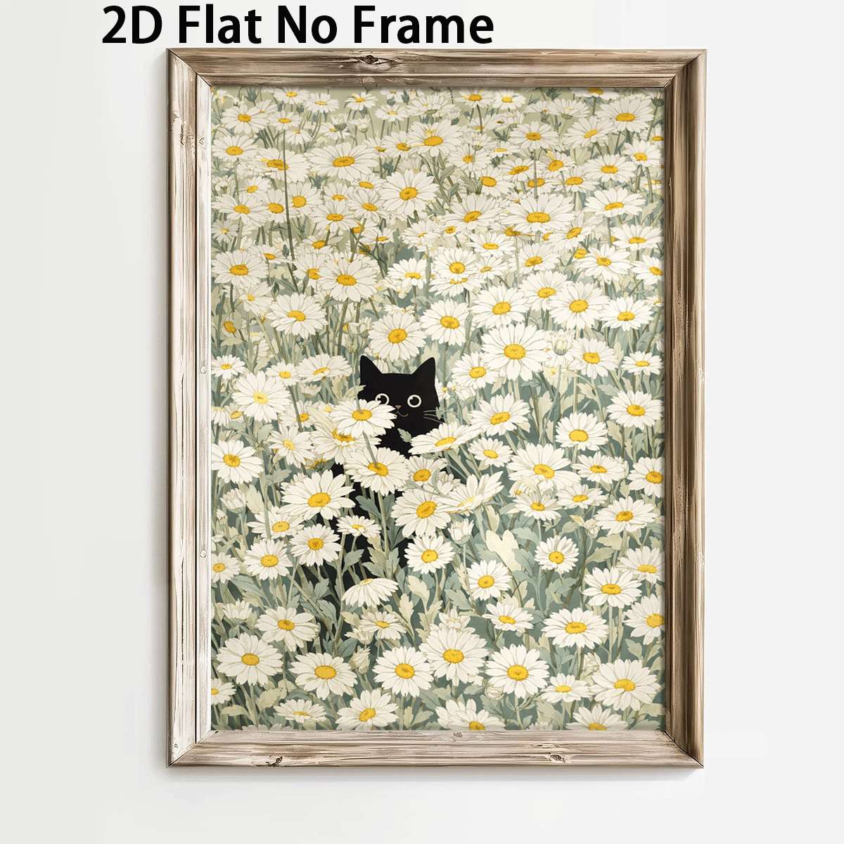 TEMU Affiche d'art 2D plate, 2D plate, 1 pièce 2D plat dans un de fleurs de marguerites, style vintage, décoration murale, impression sur toile non