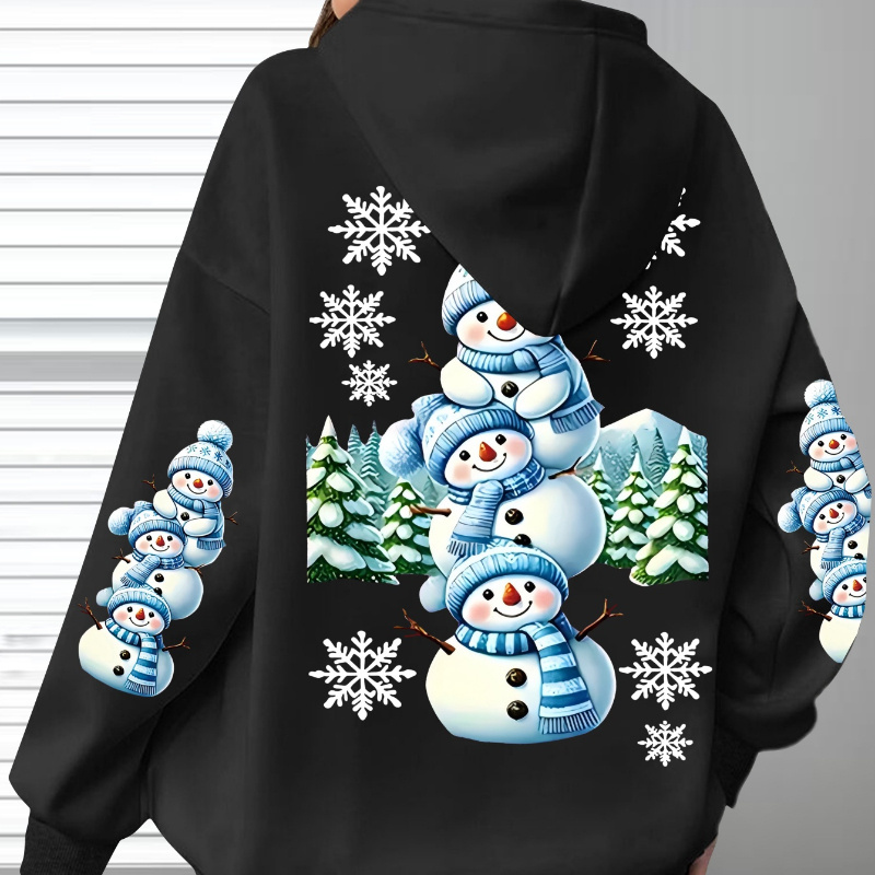 

Plus Size Snowman Drawstring , Long Sleeve Sweatshirt, Women's Plus Size Clothing