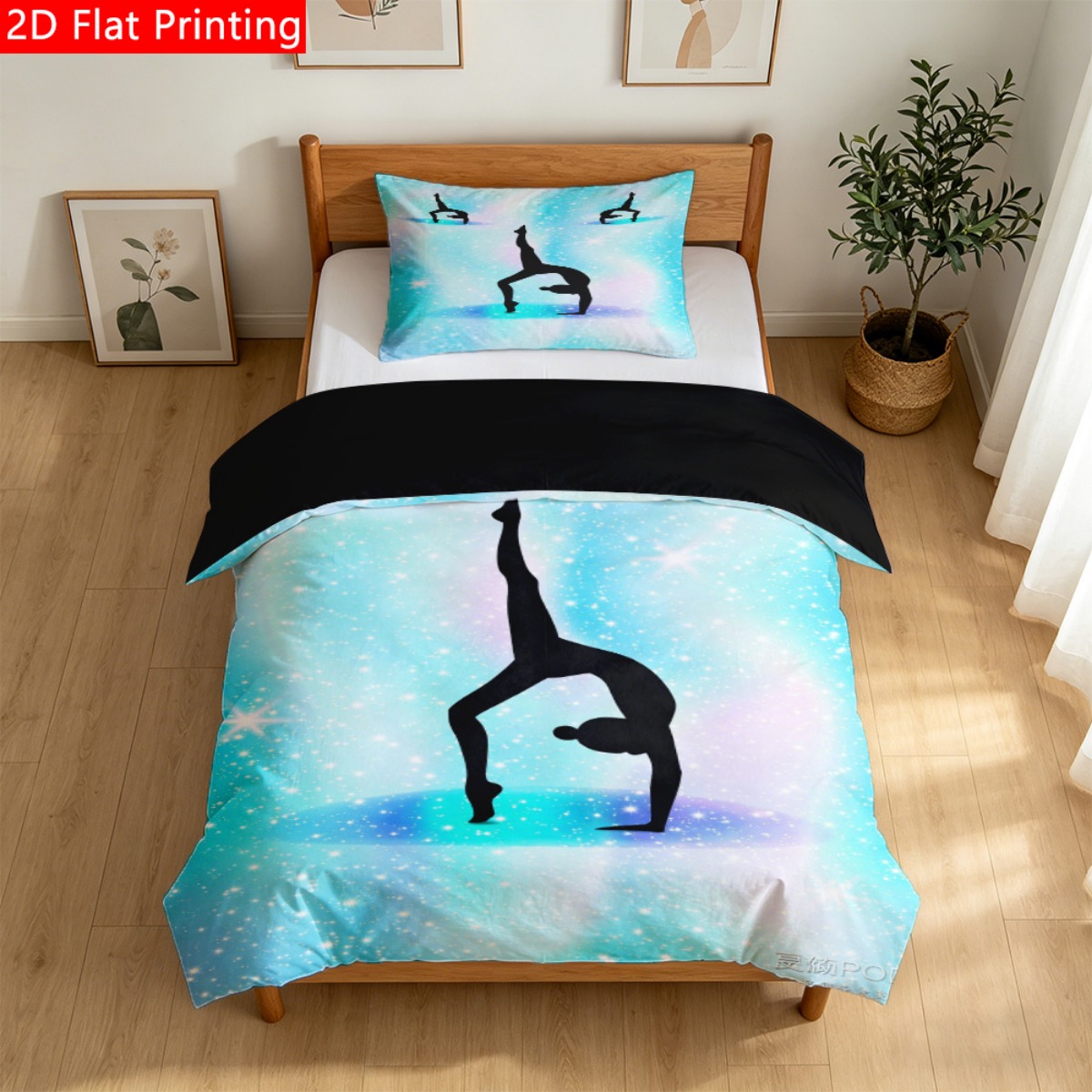 TEMU 2/3pcs Duvet Cover Set Blue Sparkle Silhouette Print Trendy Bedding Sets Quilt Covers Set Use Soft And Lightweight 1 Duvet Cover   1/2