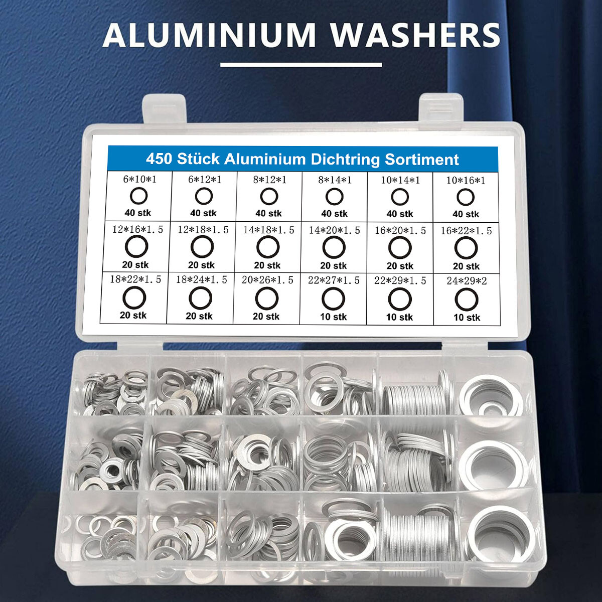 Set Of Aluminum Sealing O-rings With 450pcs In