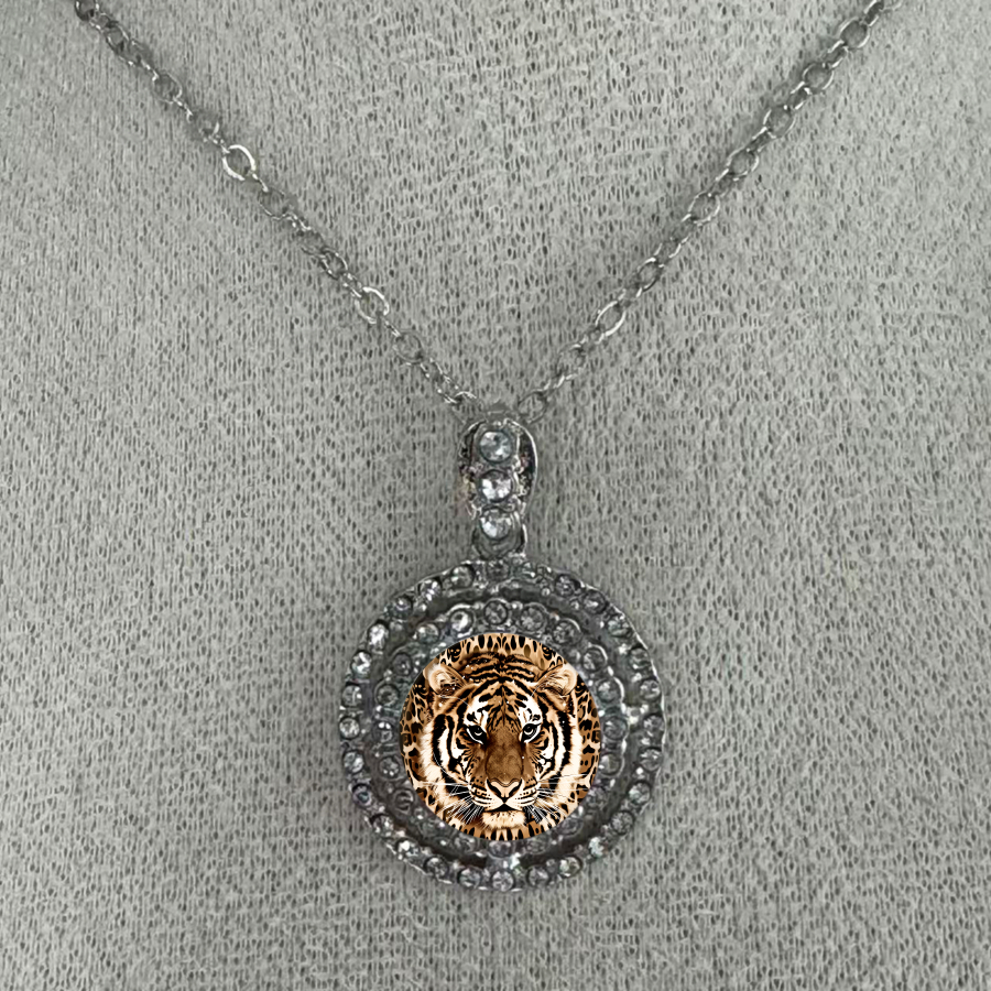 TEMU 1pc Tiger Necklace Leopard Print Necklace Animal Necklace Wild Necklace Hollowed-out Necklace Cat Necklace Unisex Necklace Jewelry Accessories