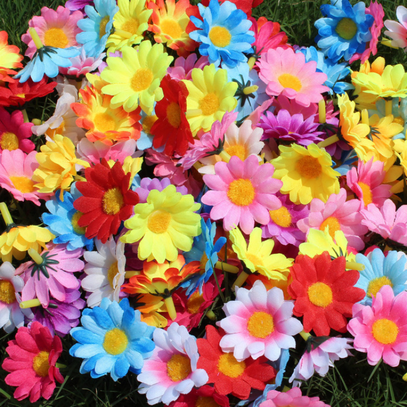 TEMU 100pcs Daisy Artificial Flowers - Vibrant Fake Flowers For Home Decor, Garden Wedding Decorations, Diy Wreaths, And Gift Accessories, Colors