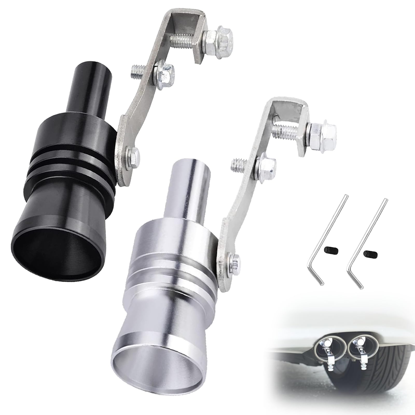 TEMU 2pcs Exhaust Pipe Turbo Whistles 2-pack, Motorcycle And Exhaust Whistles, S Size Aluminum Alloy Universal Turbo Exhaust Muffler Pipe Whistle Car