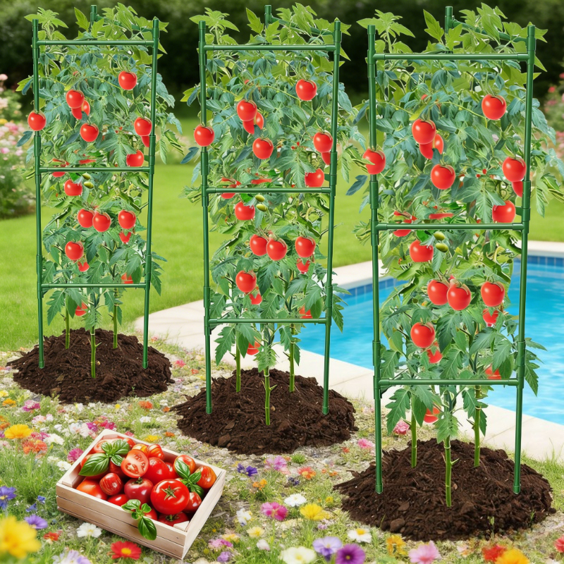 A Set of 8/12/15 Sturdy Metal Plant Supports, Suitable for Garden Plants, Featuring Durable 8mm Thick Rust-proof Cores. The Appropriately Sized Supports Provide Perfect Stability for Tomatoes,  , Grapes, and Other Vine Plants, with Easy