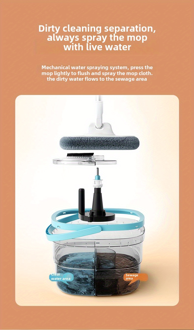 easy   mop and bucket set with water   hands free washing ideal for bedroom living room details 5