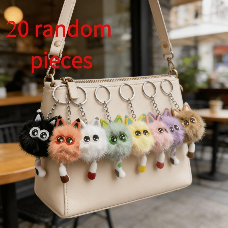 20 Random Keychain Set, Cute Fluffy Bag Hanging Decoration Backpack Keychain - Birthday Gift, Instagram Style Animal Keychain, Valentine's Day Bulk Gift, Keychain, Bulk Keychain