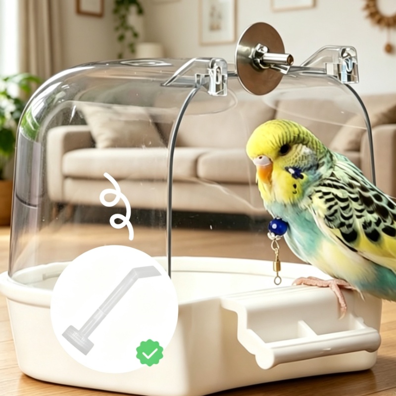 TEMU 2pcs Set: Hanging Cage-mounted Bird Bath + Water Dispenser. Cage-mounted Bathing Basin And Water Feeder, Suitable For Budgerigars, Cockatiels,