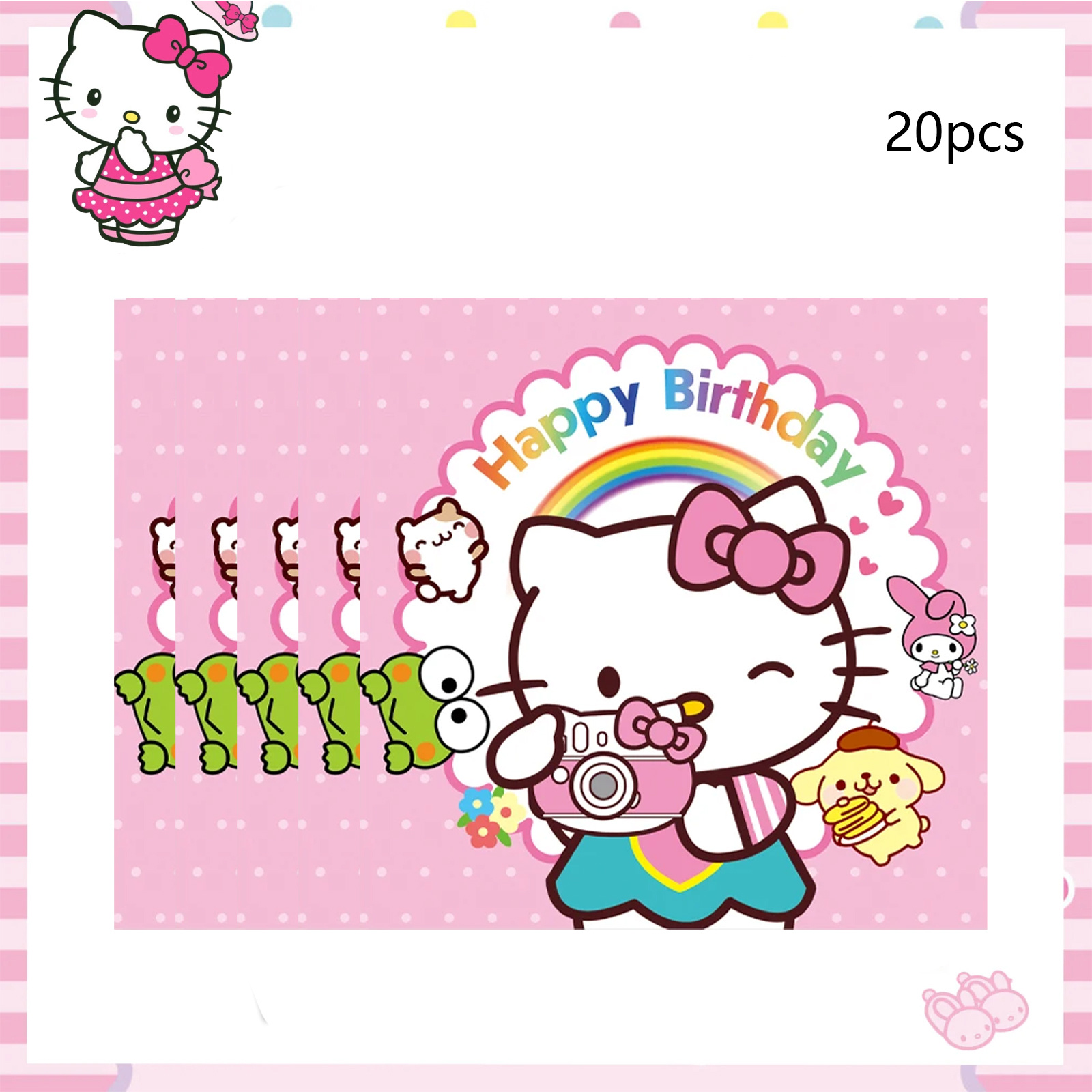 E-shop 20 Stück Sanrio Servietten, geeignet für Partys, Hochzeiten, Geburtstage – Thementischdeko mit ikonischem Gesicht & , Einweg-Tischzubehör für