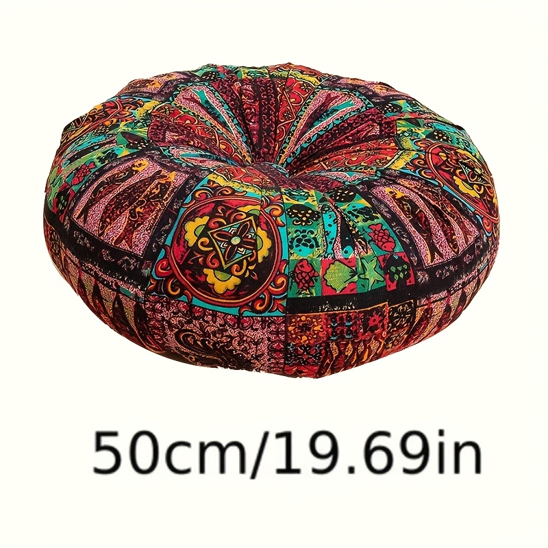 TEMU 1pc Round Bohemian Style Cushion, Thick Filling And Vibrant Colors. Ideal For Living Rooms And Bedrooms, On Sofas And Floors. A Must-have For