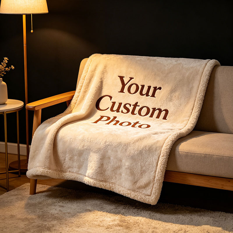 TEMU 1pc Personalized Custom Blanket With Photo And Text, Custom Blanket, Fleece Blanket, Birthday, Halloween, Christmas, Custom Picture Blanket,