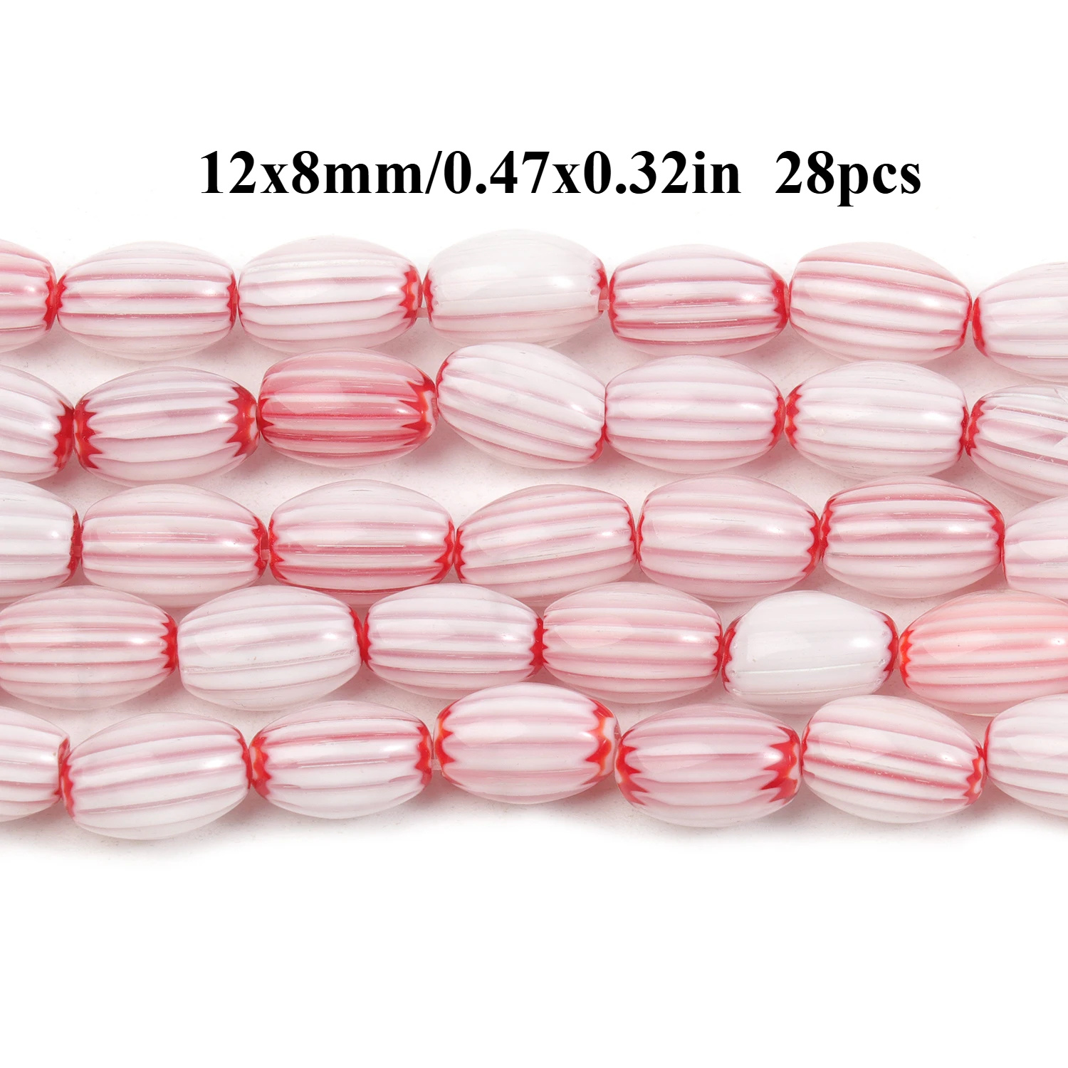 TEMU 12x8mm Pink Red Lampwork Bead Long Tube Shape Beads & Bead Assortments Diy Loose Bead Summer Jewelry Make Bracelet Accessory Gift