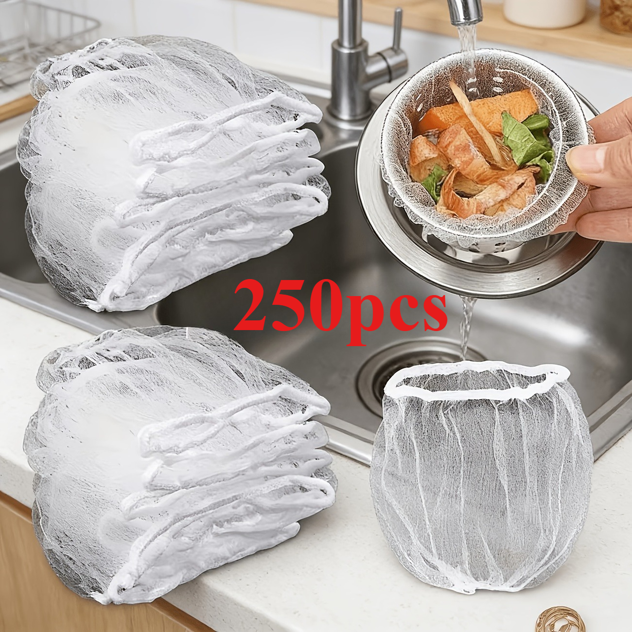 Image of Kitchen Filter Mesh 296-pack Fine Mesh Suitable For Sink And Drain Prevents Clogs Easy To For Washing Vegetables And Preparing Ingredients Small Hole Kitchen Tool Feature Classic Practical Style