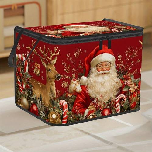 item picture 1 extra large foldable zippered storage box with santa claus and reindeer suitable for storing clothes pants and bedding suitable for holiday supplies storage moving storage solution under bed storage wardrobe organization