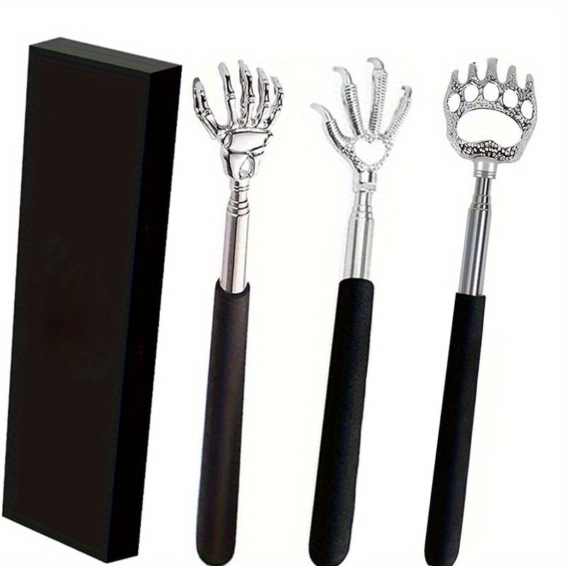 4pcs Mixed Set Gift Box With Back Scraper, Retractable Back Scratcher With Metal-rubber Handle, Extendable Back Massage Tool