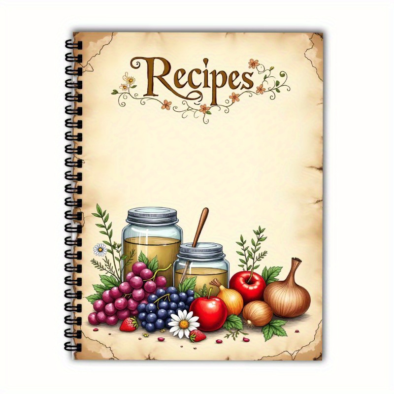 TEMU 1 ensemble, Cahier à Spirale de Recettes A5 100 pages, Journal de recettes préférées, Carnet de Recettes Personnel Vierge avec Reliure en Double