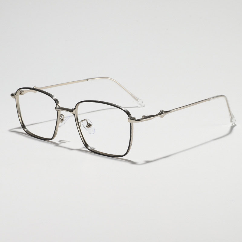 Image of 1 Pair Metal Square Eyeglasses Frames, Full Rim Style, Unisex Fashion Eyewear For Men Women