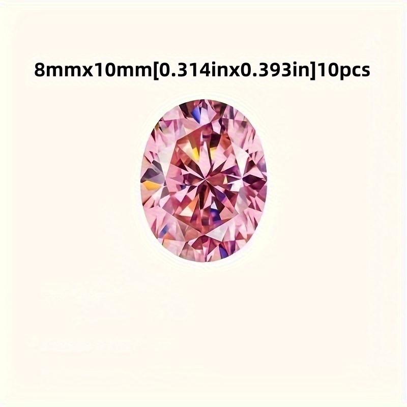 TEMU Set di 10 pezzi di pietre preziose in vetro ovale rosa sfuse, adatte per di gioielli fai-da-te, accessori per anelli e orecchini, abbellimenti e