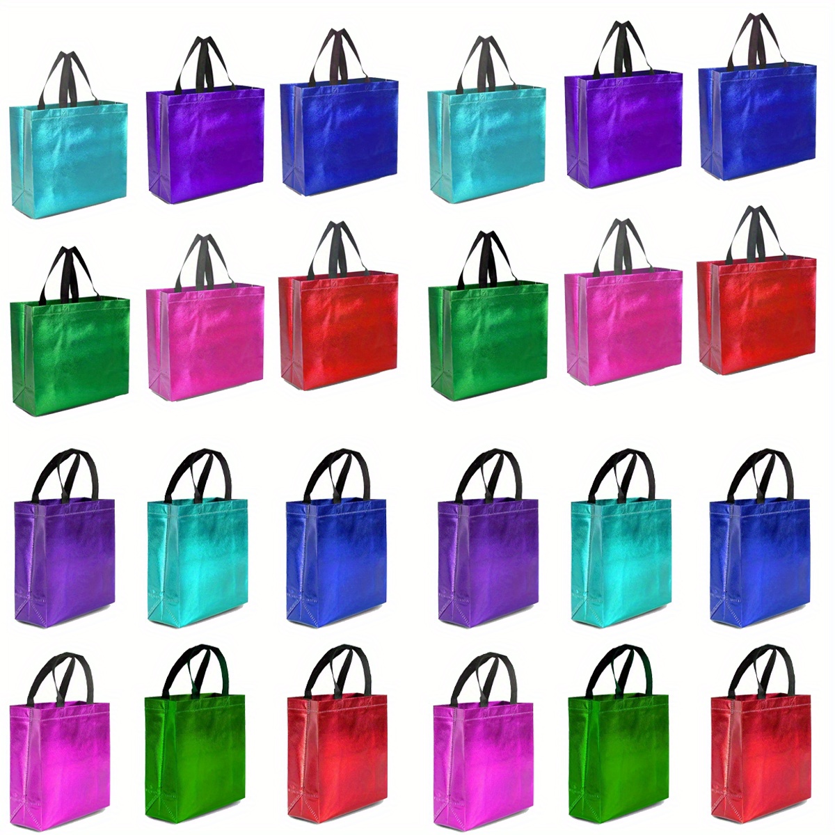 

24pcs Hot Mixed Colors Gift Bags Reusable Gift Bags With A - Perfect As Pink Bags, Birthday Bags, Party Favor Bags, Pink White Blue Light Green Black