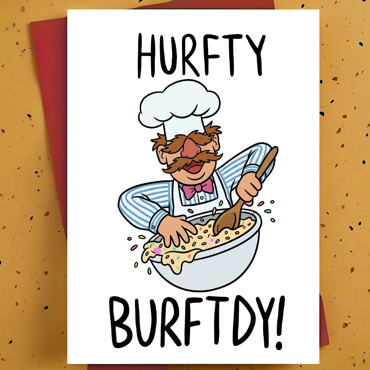 TEMU 1pc Chef Cartoon Birthday Card With Creative Animal Theme - Fun Paper Greeting Card For Family & , Celebrations, Office Supplies