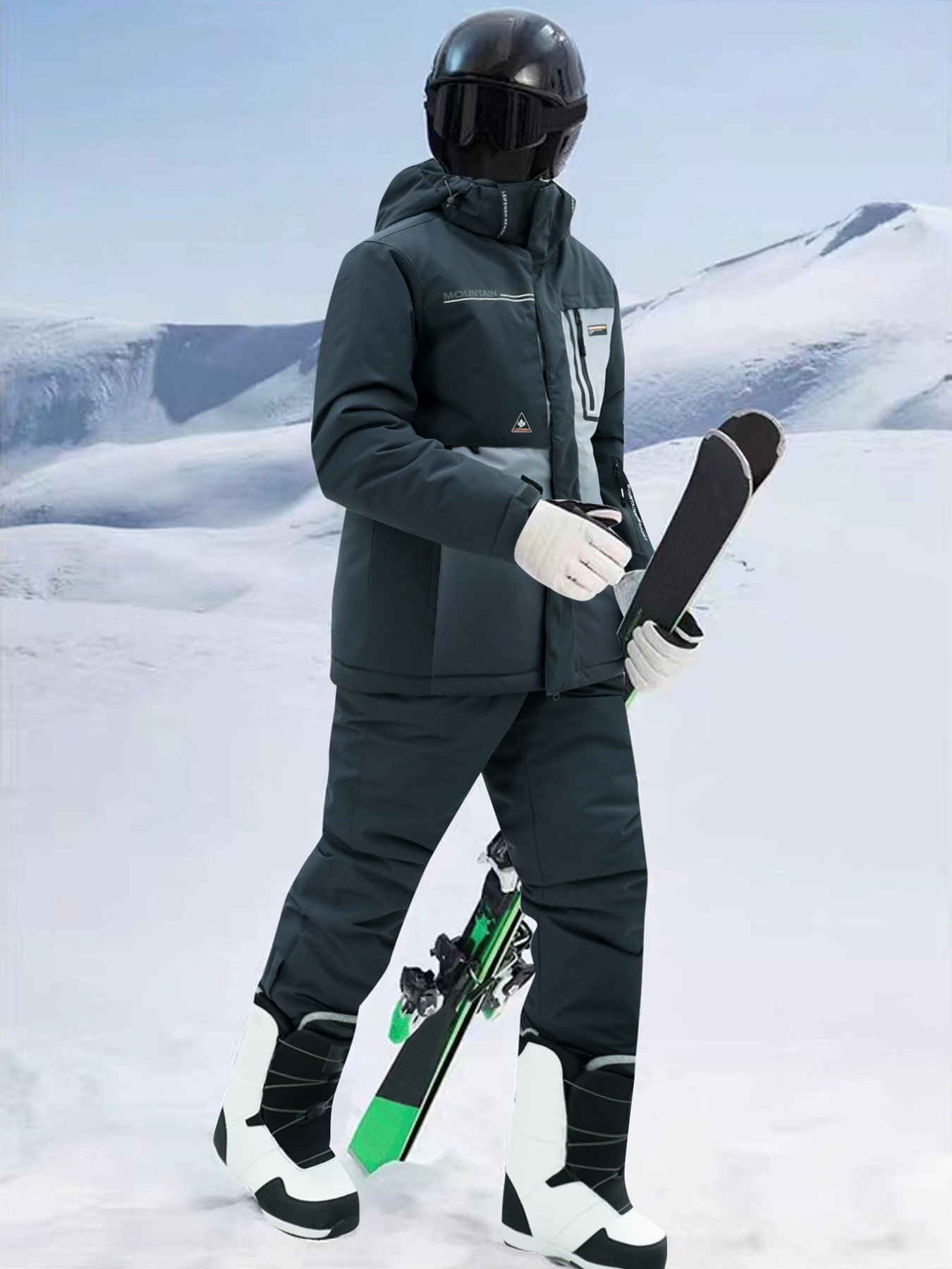 Men's Ski Suit 2pcs Set, Windproof Snowboard Ski Set