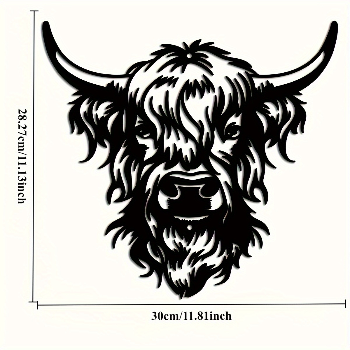 TEMU Elegante Highland Cow Metal Wall Art, " - Rustiek Zwart & Wit Ontwerp voor Thuis, Kantoor, Bar, Café | Duurzaam & Herbruikbaar Decor voor