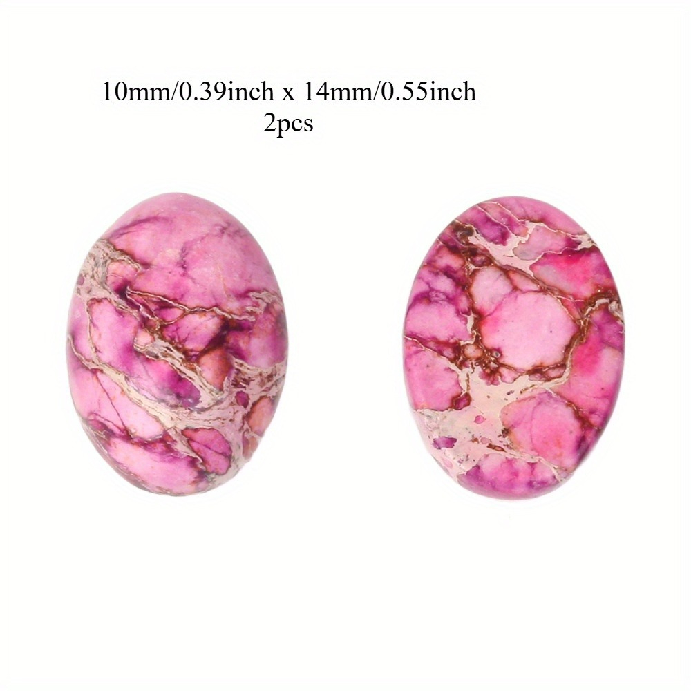 TEMU 2pcs Natural Sediment Jasper Beads - Oval Marbled Marine Mineral Spacers With Pink,, & For Making, Sea Gemstones For Women' Bracelets, Earrings,