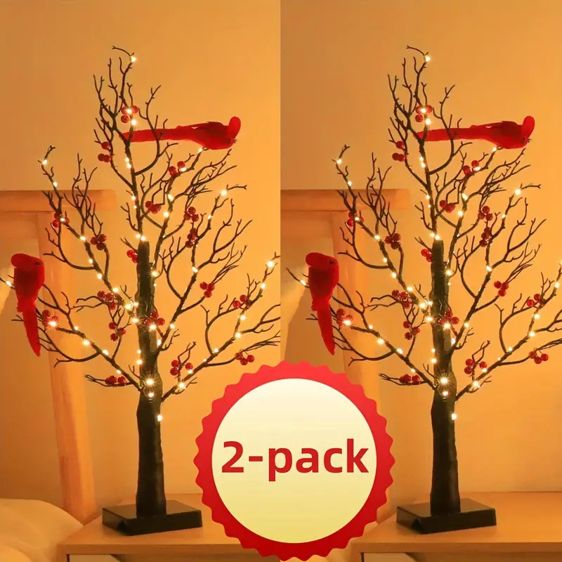 

2pcs, Artificial Tree Lights, Led Lights, Home Living Room Bedside Decorations, , Party And Holiday Scene Decorations, The Product Needs To Be Aa Batteries