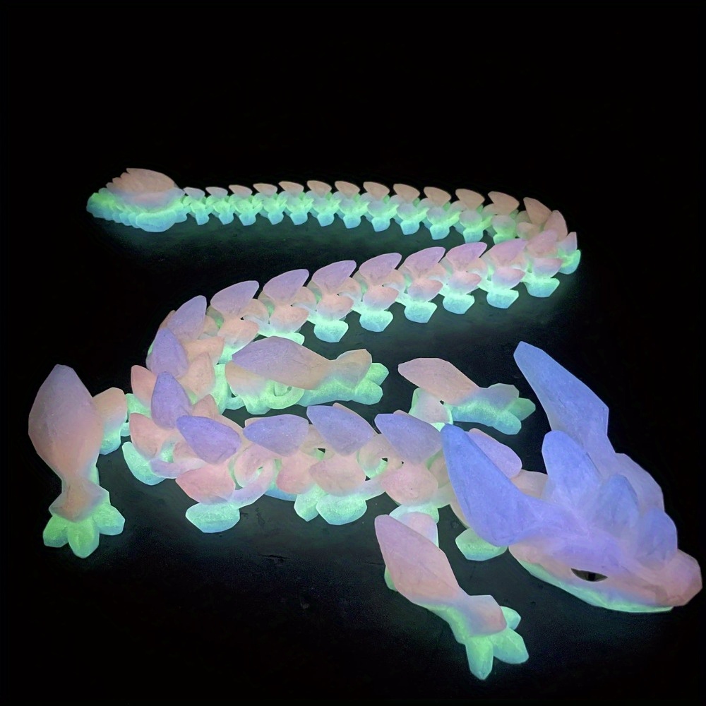 3d printed glow in the   dragon statue multi jointed articulated body random colored eyes durable plastic home decor desktop art display unique birthday xmas gift for teens adults 14 Product details 0