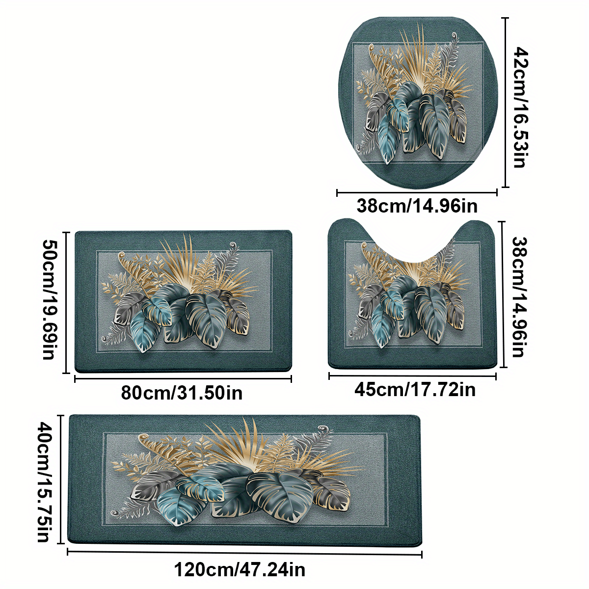 TEMU 4pcs/ Set Modern Minimalist Printed Bathroom Protective Pad Set, Non-slip Bathroom Mat, Flannel Bathroom Mat, Bathroom Floor Mat, Toilet Mat