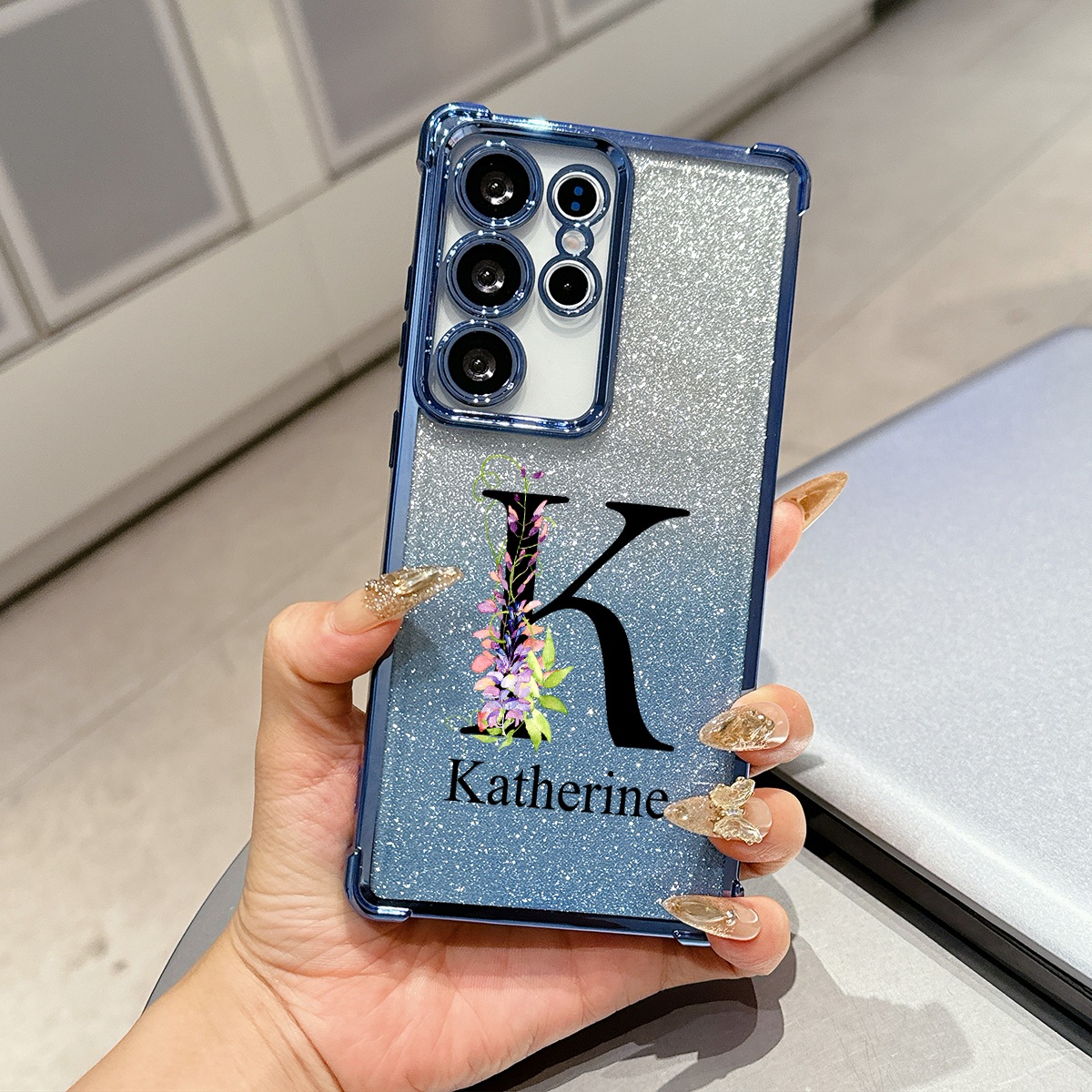 TEMU Phone Case: Diy Personalized Name Phone Case, Suitable For Phone Cases, Custom Text Name Letters Floral Artistic Font Design Name Phone