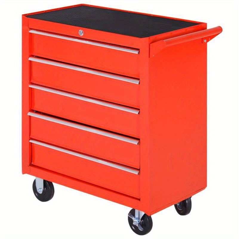   tool trolley with 5 drawers and     150kg steel workshop cart with rollers