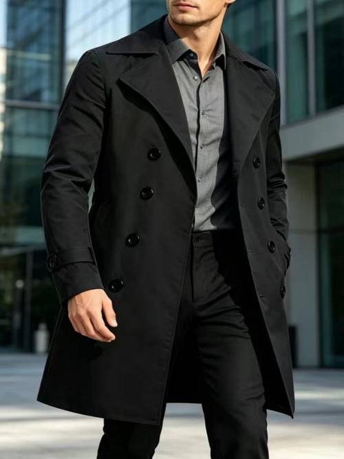 2026 autumn european and mature and stable mens commuter fashion conference thin solid color casual durable and wear resistant double breasted trench coat versatile top