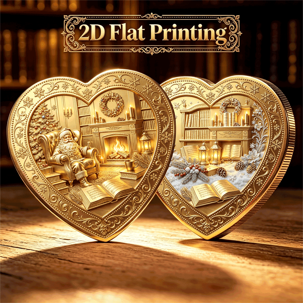 Santa Claus Heart-Shaped Double-Sided Commemorative Coin