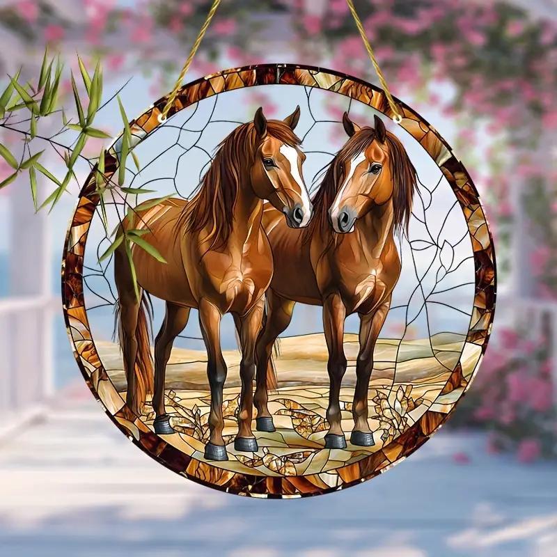 

1pc Acrylic Horse Suncatcher, Equestrian Stained Window Hanging, Holiday Decor, Ideal For , With No Battery Required, For , Christmas, Halloween, Easter, Hanukkah, Thanksgiving