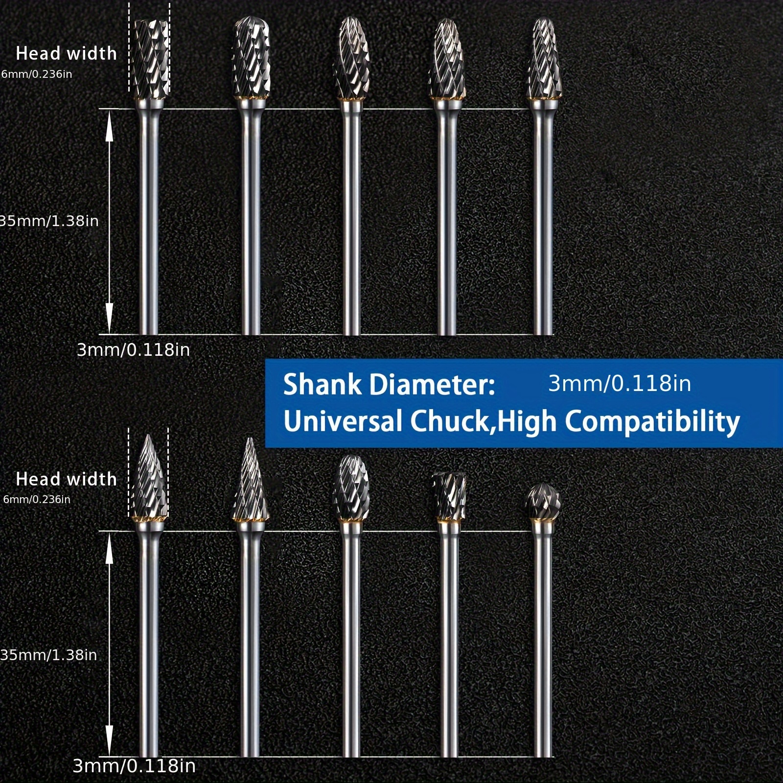 30 komada dvostruko sečeni karbidni rotacioni turpij set sa 1/8-inčnom drškom - teški karbidni set za brušenje i poliranje, precizni nastavci za brusilicu za obradu drveta, metala, plastike - kompatibilno sa električnim bušilicama i brusilicama