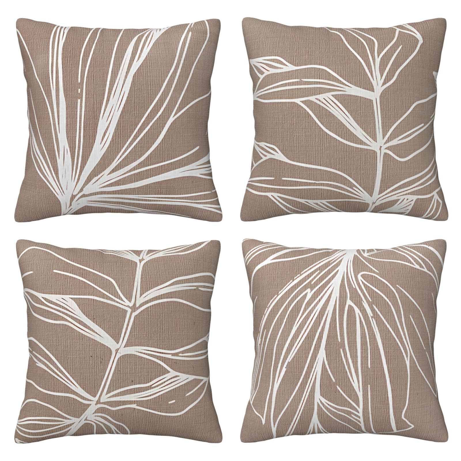 

4pcs Minimalist Leaf Print Throw Pillow Covers - Soft , Zippered Cases For Sofa & Bedroom Decor (no Insert), Throw Pillows For Couch, Decorative Pillow Cushion Covers, Single-side Design