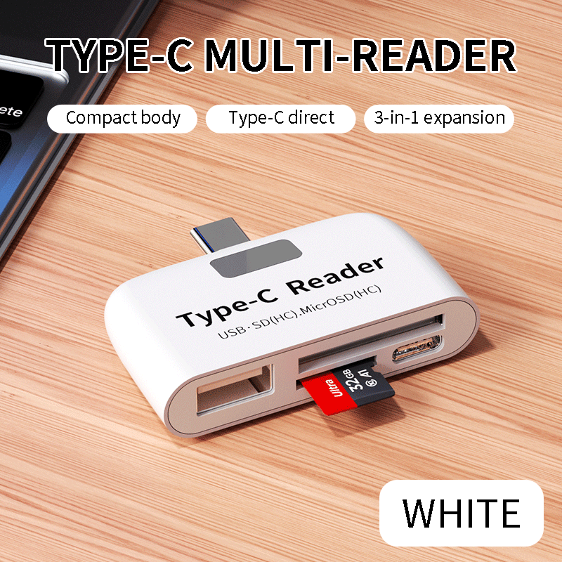 TEMU Lecteur de carte OTG multifonctionnel, de carte SD/TF, adaptateur de lecture/écriture de transfert de photos vidéo haute vitesse, de carte