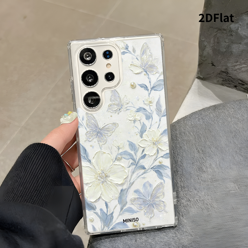 TEMU Phone Case: 2d Flat, Miniso Magnetic Phone Case, Oil Painting Style, Flowers And Butterflies, , Suitable For Galaxy S26/s26 Ultra/s26