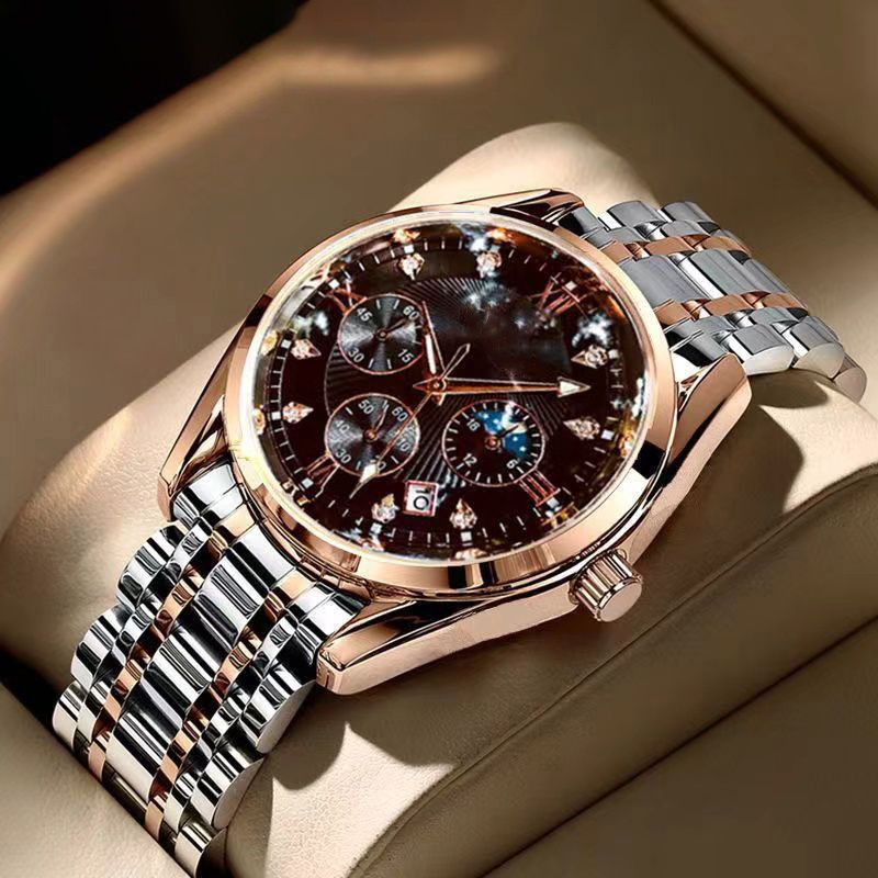 TEMU Men's Luxury Watch Movement With Luminous Hands, Date Display, Stainless Steel Band & Case - Elegant Suitable For Business, Professional Watch