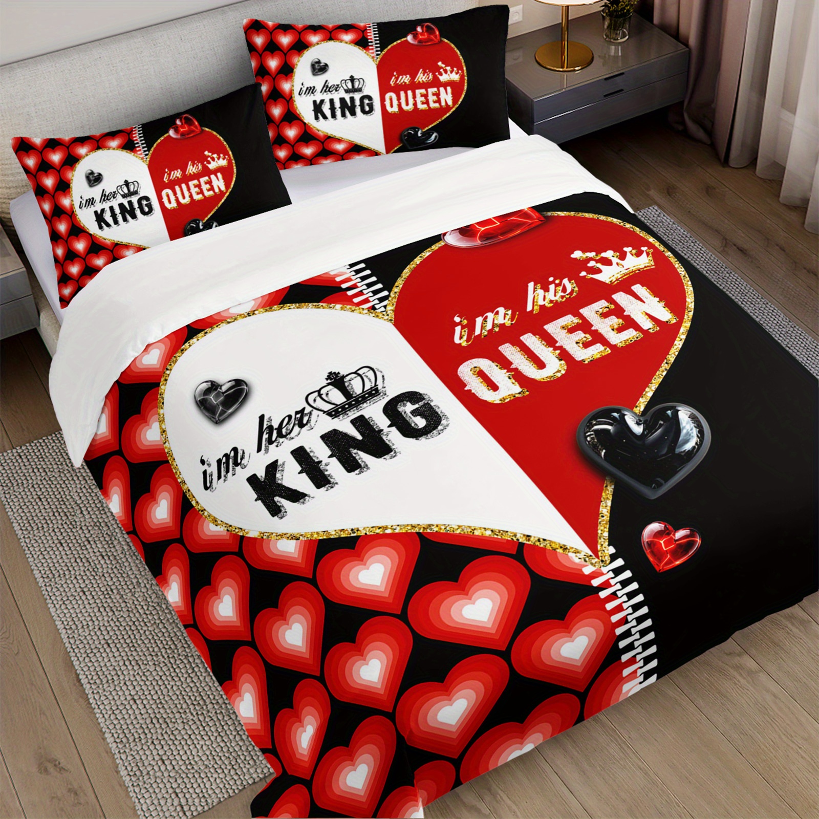 3pcs red   queen duvet cover couples bedding set romantic bedroom decor   1duvet cover 2pillowcases no comforter Product details 4