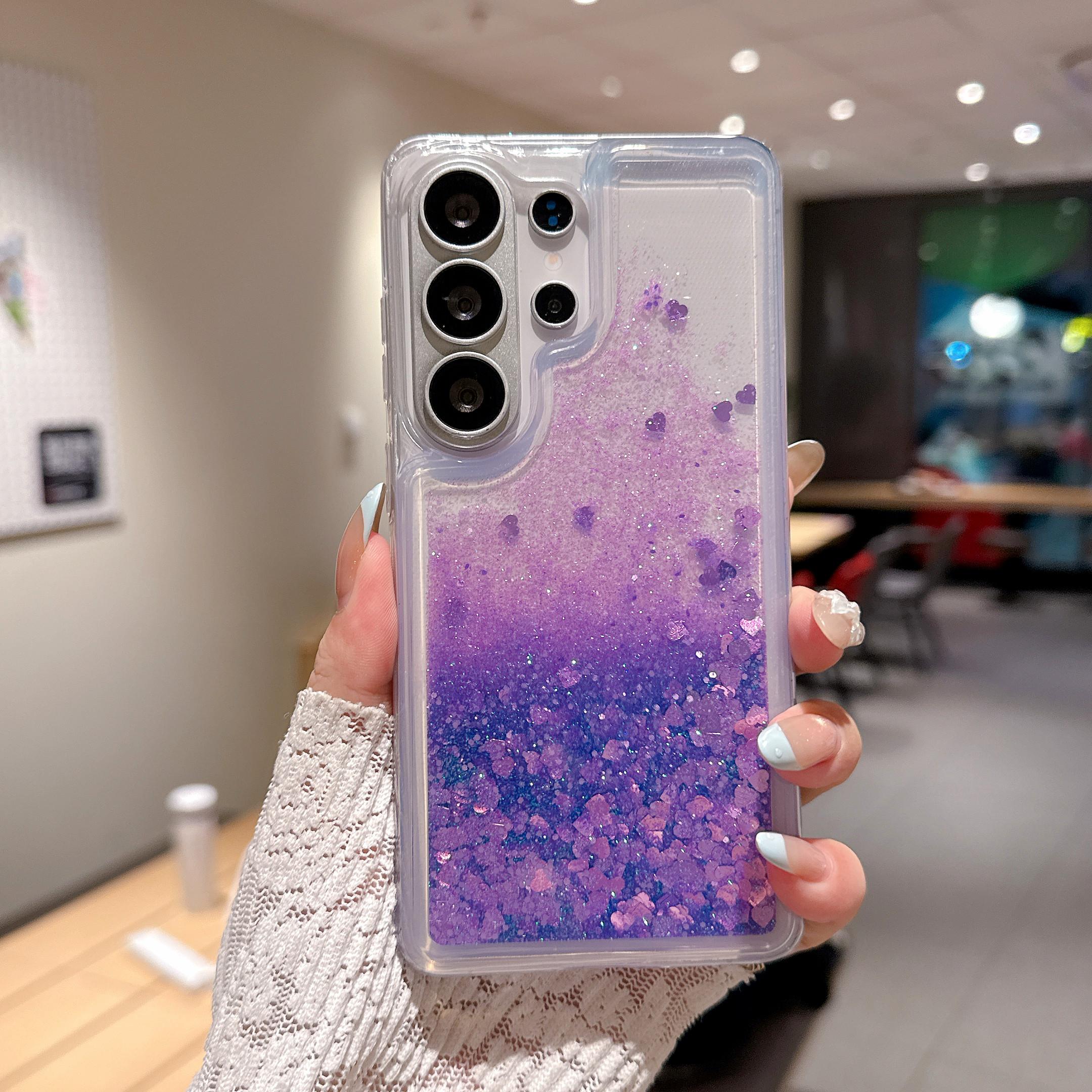 TEMU Phone Case: -shaped Glitter Transparent Quicksand Design Large-opening -proof Phone Case, Suitable For Galaxy S26, S26 Ultra, S26+, S25 Ultra,