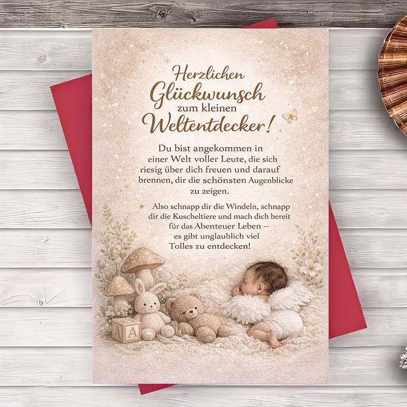 Image of (one Envelope And 1 Greeting Card)elegant 2d Greeting Card With Theme For New Arrival Congratulations Ideal For Parents Baby Shower And Hospital Giftgreeting Card