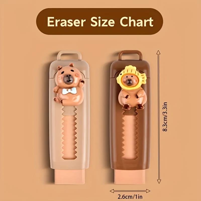 Image of 1 Cartoon Capybara Eraser, Suitable For Office Use, As Art And Office Supplies, Indispensable For, Made Of Pvc. Random Color