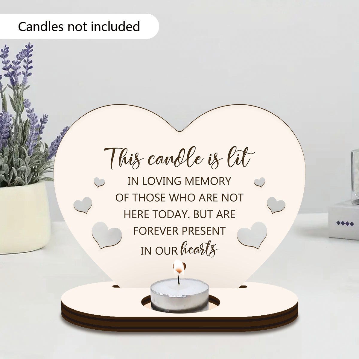 TEMU 1pc 1pcs Heart-shaped Candle Holder Suitable For Weddings, Christmas, Easter, Thanksgiving - Wood Tabletop Centerpiece With Tea Light Holder,