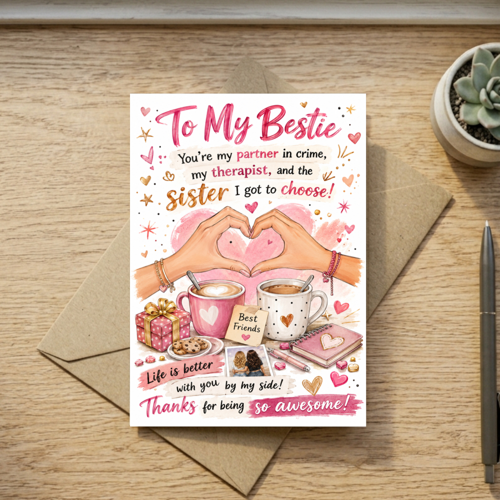 TEMU To My Bestie Card With Hands Mugs Gift Box And Notes For Sister Bff Birthday Anniversary Celebration Thank You Gift