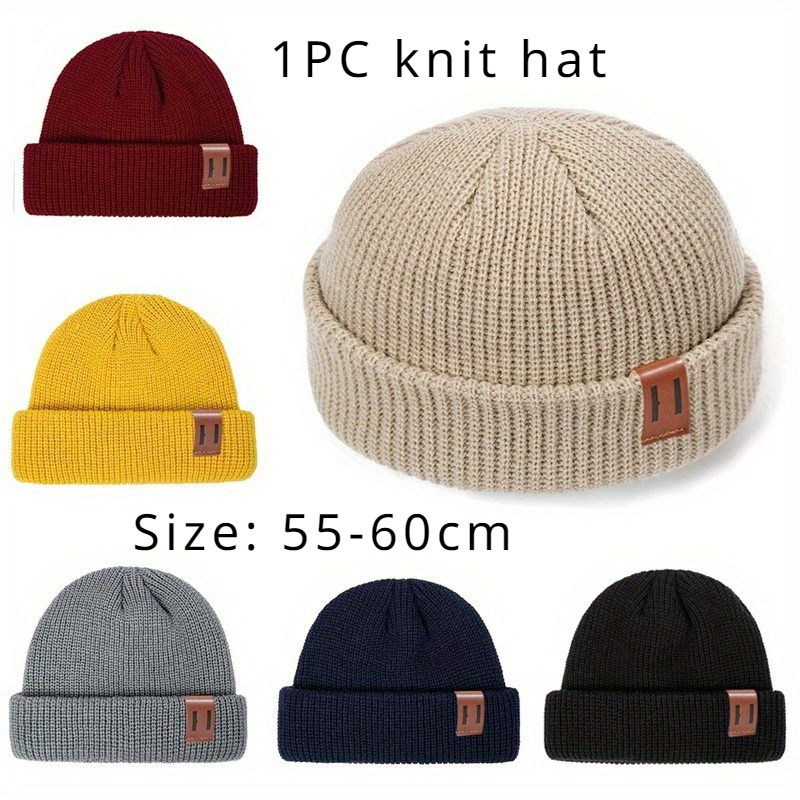 

1pc Men Women Knitted Hat Unisex Skullies Cap Hip-hop Cuffed Cap Ribbed