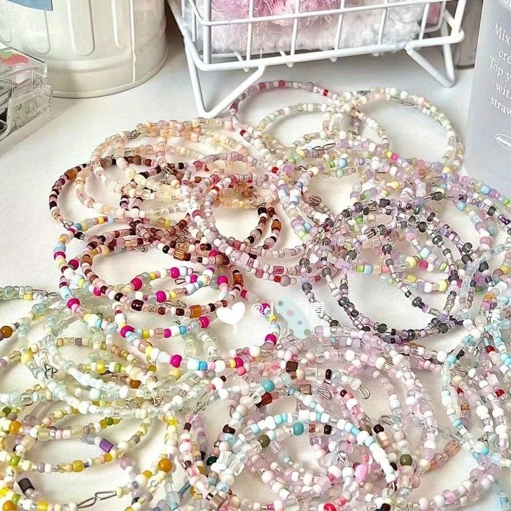 Handmade Bohemian Resin Rice Bead Bracelet - Pastel Macaron Candy Colorful Beads, Summer Vacation Jewelry, Mother’s Day Gift for Women, Daily Wear Dainty Charm Bracelet, Holiday Accessory, Whimsical Style, Glossy Finish, Beaded Jewelry, Jewelry Collectors